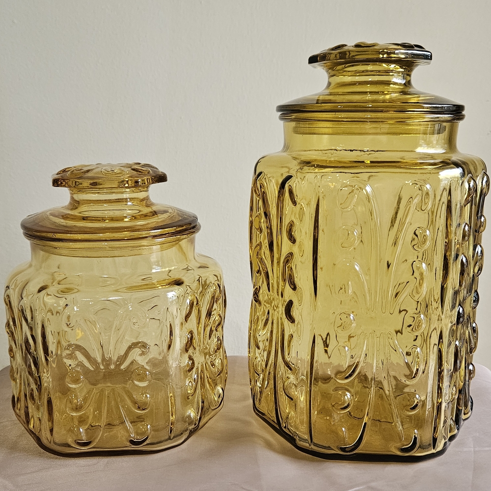 L.E‎ Smith Amber Canister Set - Picture 2 of 14